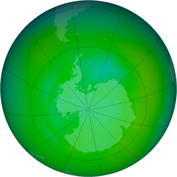 Antarctic ozone map for December 1989